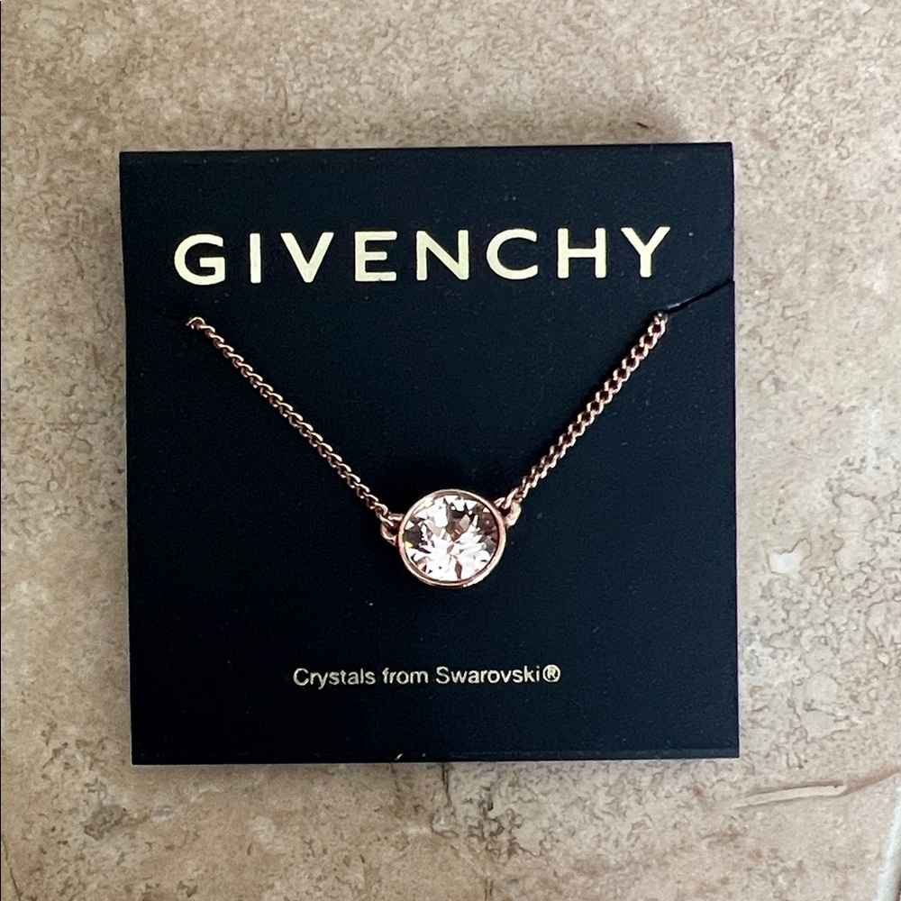 Givenchy Rose Gold Necklace with Clear Crystal